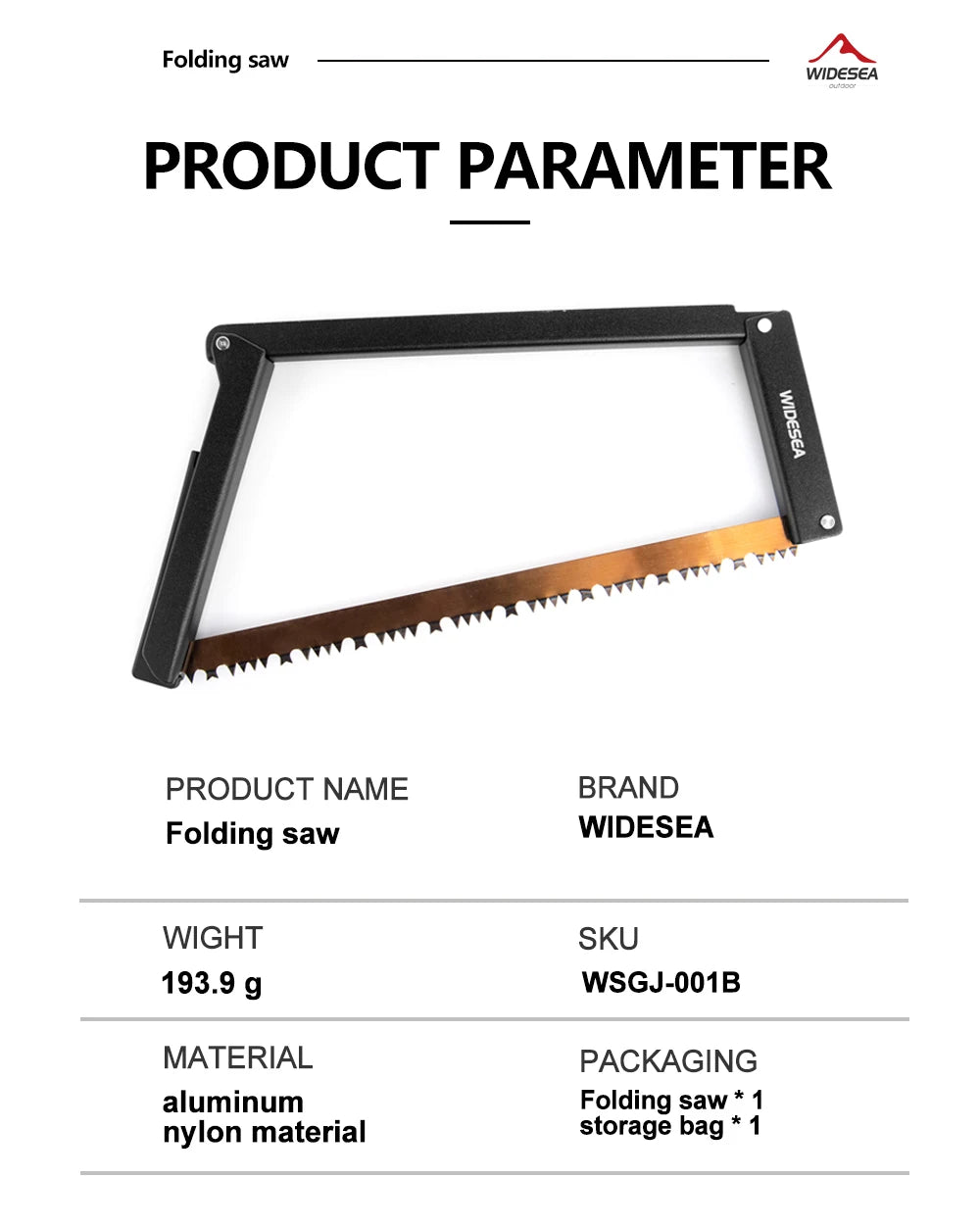 Widesea Folding Saw Camping Portable 32cm Manganese Hacksaw Blade With Storage Foldable Logging Outdoor Tools For Wood Branches