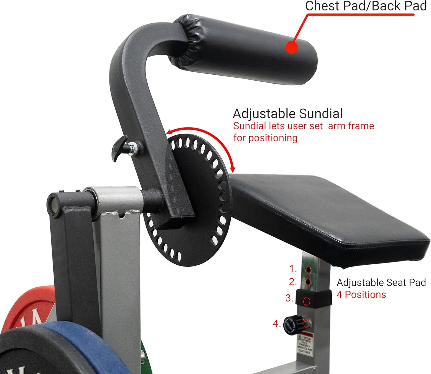 Fitness Ab Crunch and Back Machine – Plate Loaded Up to 200 lbs -28 Adjustable Positions – Core Stomach Muscle Workout – DE-5B