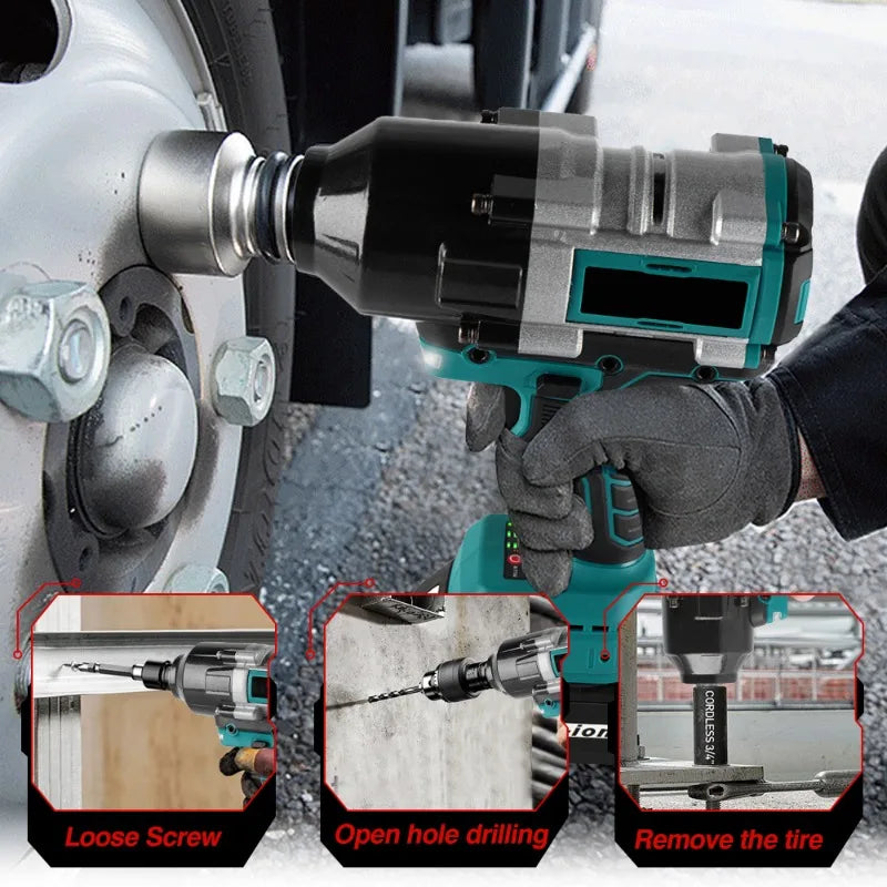 3100N.M High Torque Brushless Electric Impact Wrench Super Power Screwdriver Cordless Wrench Power Tools for Makita 18V Battery