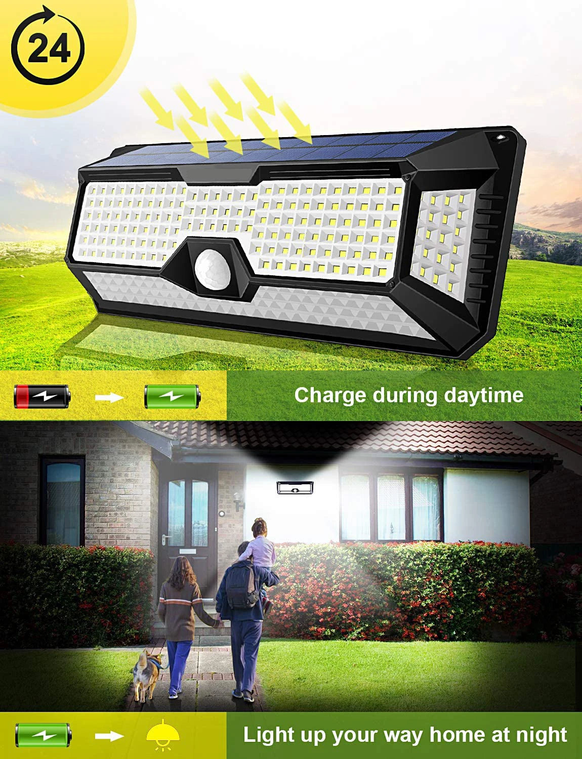 Solar Outdoor Lights Motion Sensor 4000Lm 268 LEDs Solar Security Light IP65 Waterproof Led Lights Super Bright Wall Lamp 3 Mode