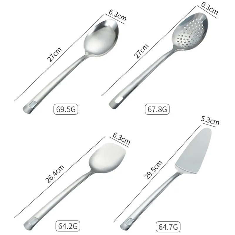 Kitchen Stainless Steel Cooking Utensils Polished Hanging Silver Colander Soup Frying Spatula Simple Household Accessories