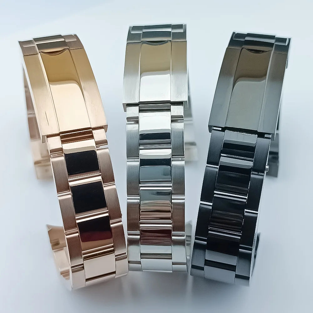 16mm stainless steel watch strap with folding buckle, ear width 20mm, fine tuned folding safety buckle