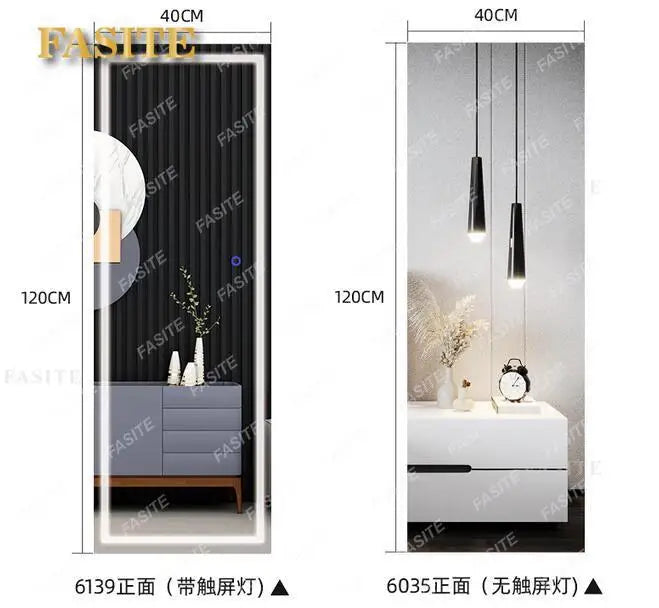 Full-length mirror wall-mounted mirror with lamp multifunctional jewelry cabinet storage cabinet