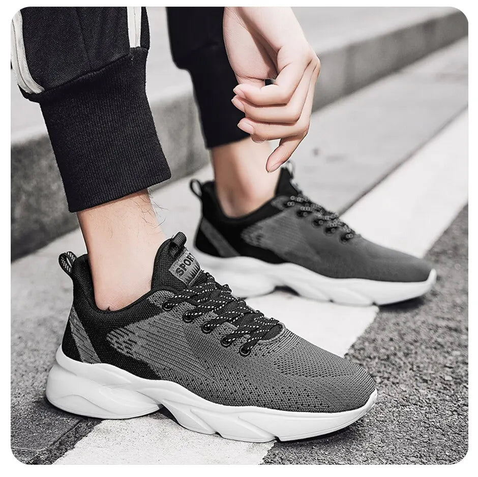 Athletic Running Shoes for Men Walking Jogging Fashion Sneakers Lightweight Breathable Flywoven Mesh Sport Shoe Lace Up