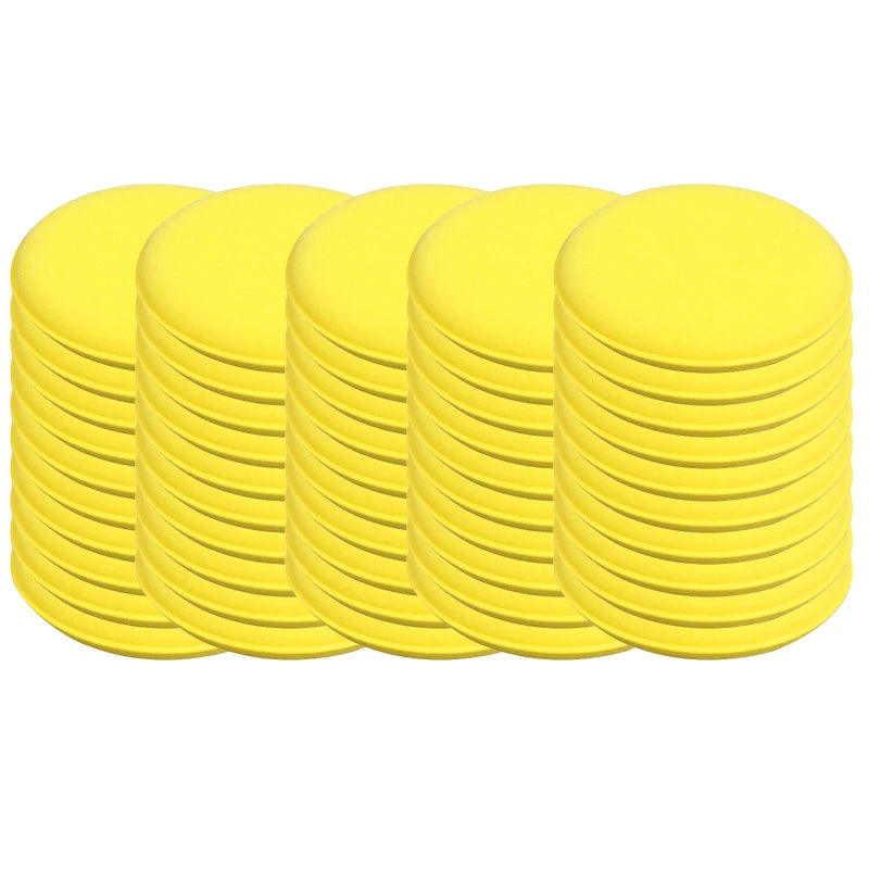 5-50Pcs Car Round Polishing Pad Waxing Sponge Yellow Car Foam Sponge Wax Applicator Car Detailing Tool Auto Cleaning Accessories