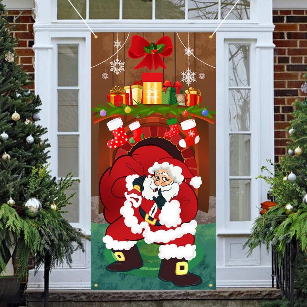 Christmas Door Christmas Door Cover Dog Xmas Tree Gift Decor Outdoor Photo Door Curtain Creative Christmas Hanging Cloth Blanket