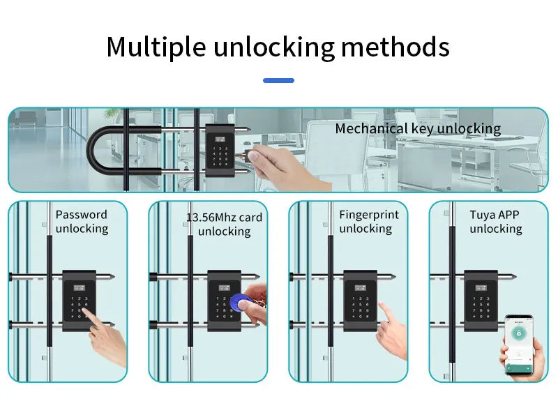 Tuya App Control Fingerprint Smart Lock High Secure Door U-Shaped Lock Bluetooth IC Card Electronic Digit Lock Office Anti Theft