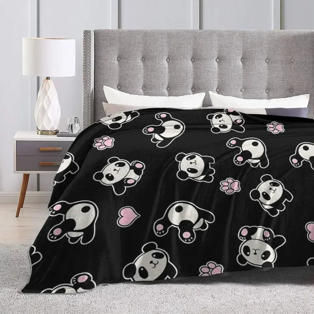 Panda Cute Animal Blankets Soft Warm Flannel Throw Blanket Bedspread for Bed Livingroom Picnic Travel Home Sofa