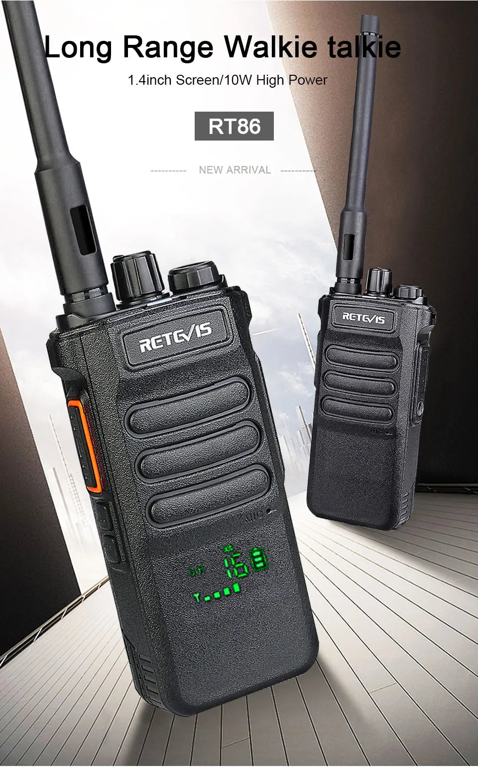 Retevis RT86 10W Walkie Talkie Long Range Communication Radios Walkie-talkie Professional Communicator Two-way Radio Long Reach