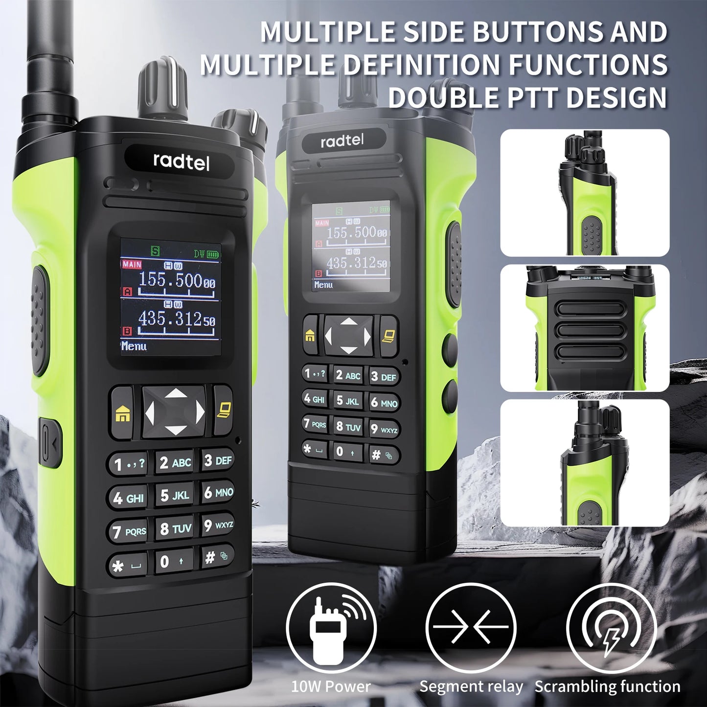 Radtel R8000（APX-8000） 136-174/400-520Mhz Ham Radio Dual Display Air Band Walkie Talkie Long Range Portable Two-Way Radio