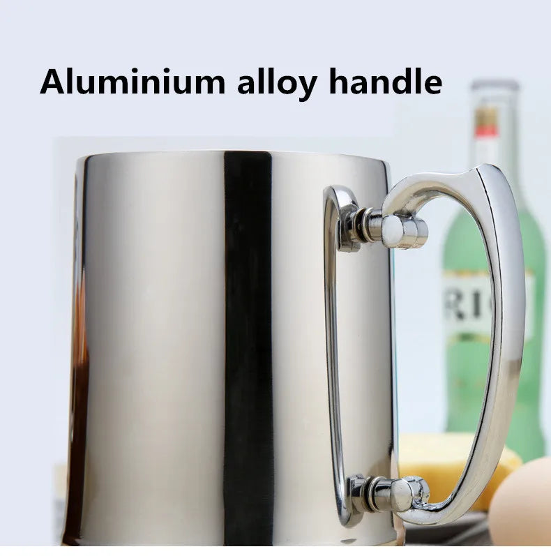 450/550ml Tankard Stein Double Wall Stainless Steel Beer Mug Cocktail Breakfast Milk Mugs with Handgrip Coffee Cup Bar Tool