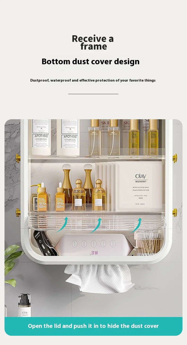 Makeup Organizer Shelf Hangable Cosmetic Display Cases Skincare Storage Box Bathroom Wallhanging Multi-Function Floating Rack