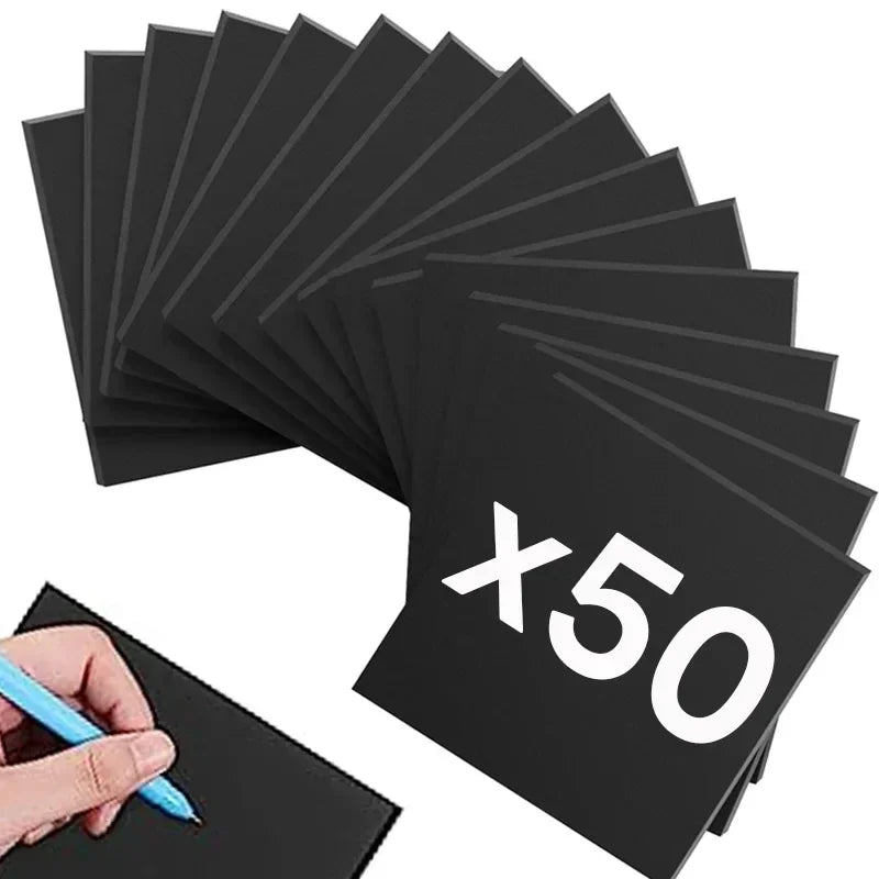 50 Sheets Solid Black Sticky Notes Self-Stick Notes Pads Posted It for Office School Stationary 50 Sheets Simple Black Memo Pad