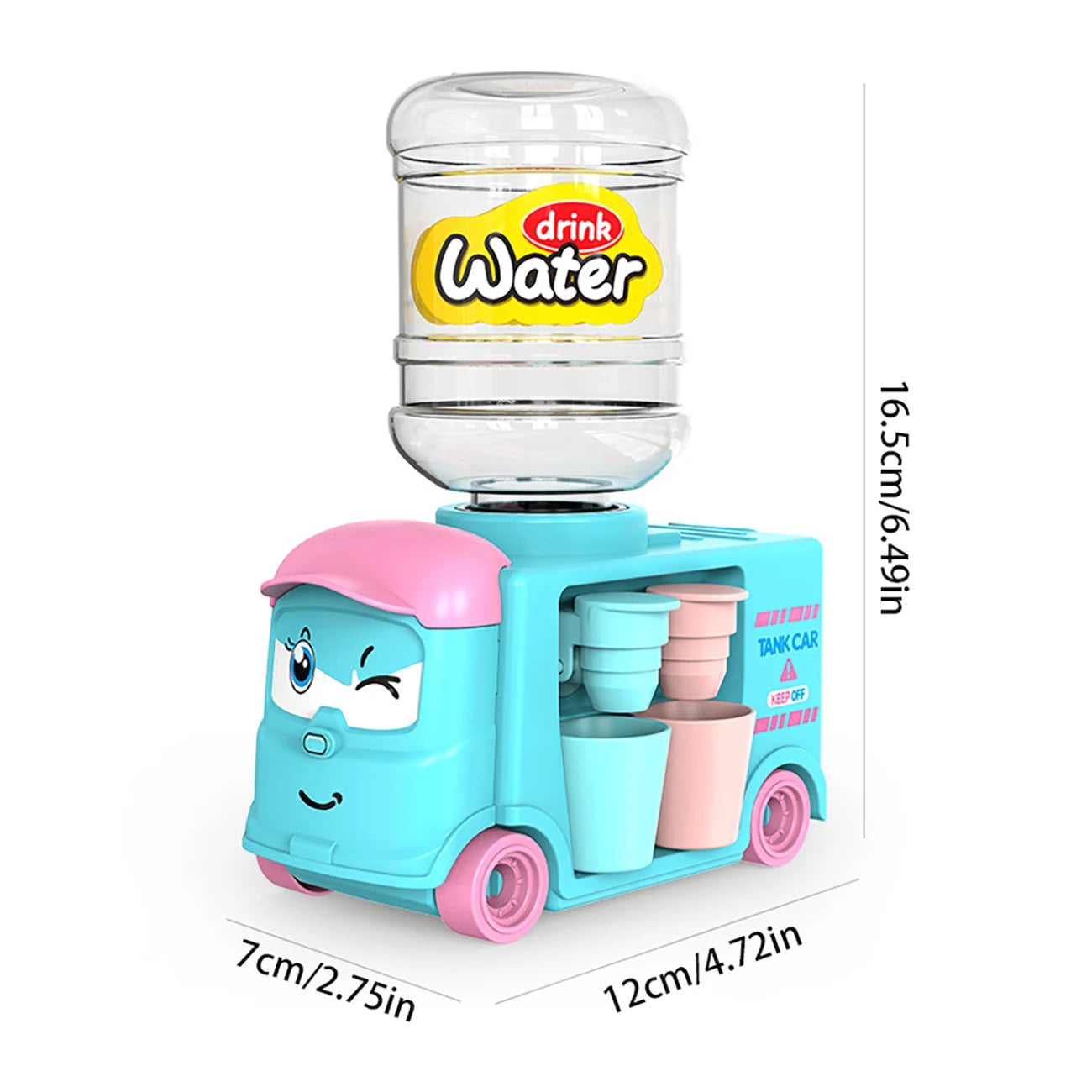 1pc Mini Children Dual Water Dispenser Toy with Cute Pink Blue Cold/Warm Water Juice Milk Drinking Fountain Simulation Kitchen T