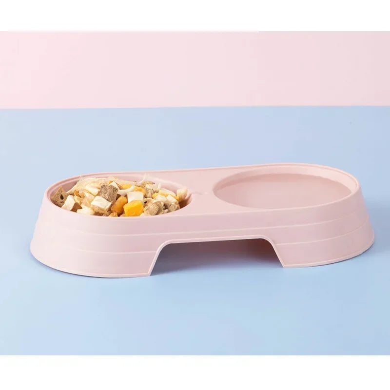 Double Pet Bowls Dog Food Water Feeder Plastic Pet Drinking Dish Feeder Cat Puppy Feeding Supplies Small Dog Accessories