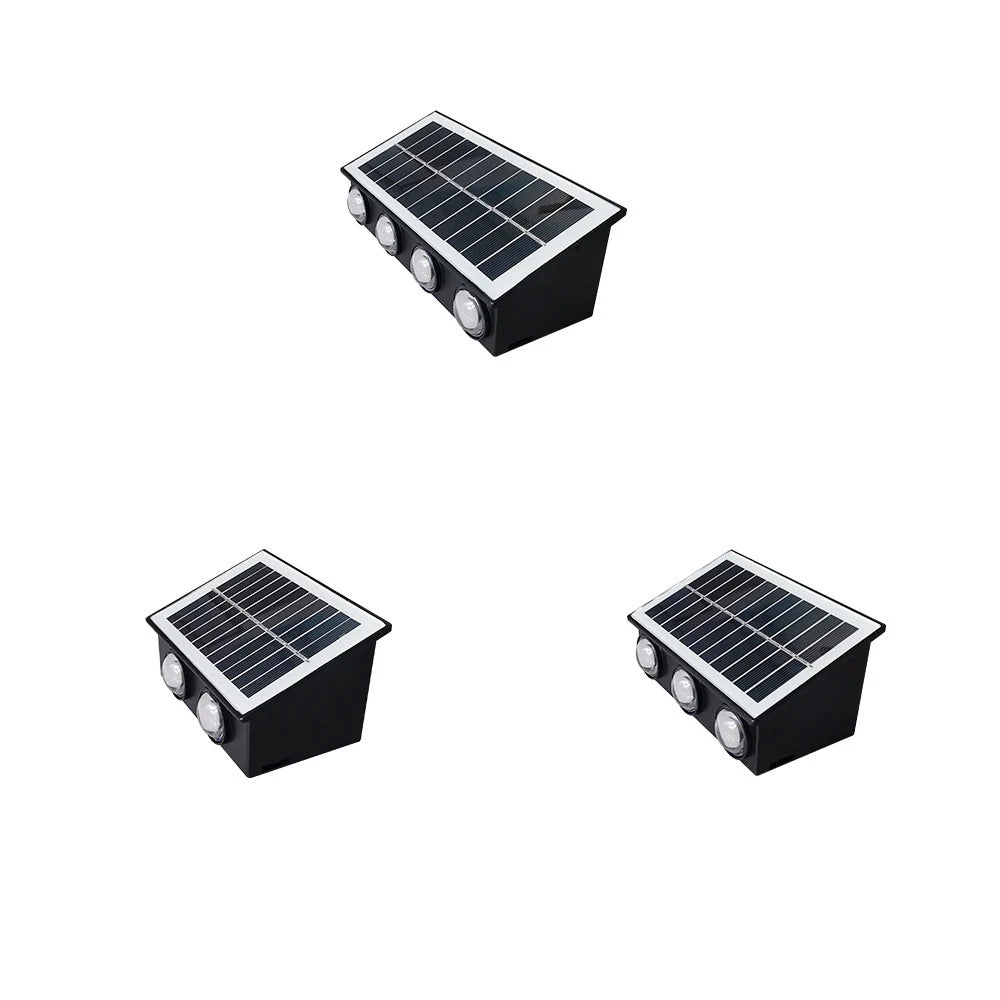 4/6/8 LED Solar Fence Lights RGB Wall Lamp Outdoor Modern Up and Down Lights Waterproof Yard Garage Porch 2 Mode Garden Light