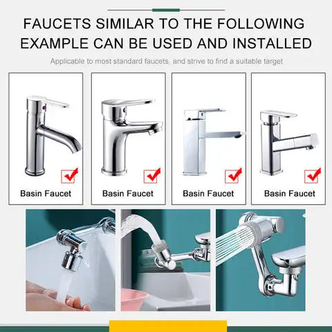 Copper Faucet Extender Aerator Bubbler Nozzle 1080° Universal Rotation Faucet Sprayer Head for Kitchen Tap Washbasin Robot Arm