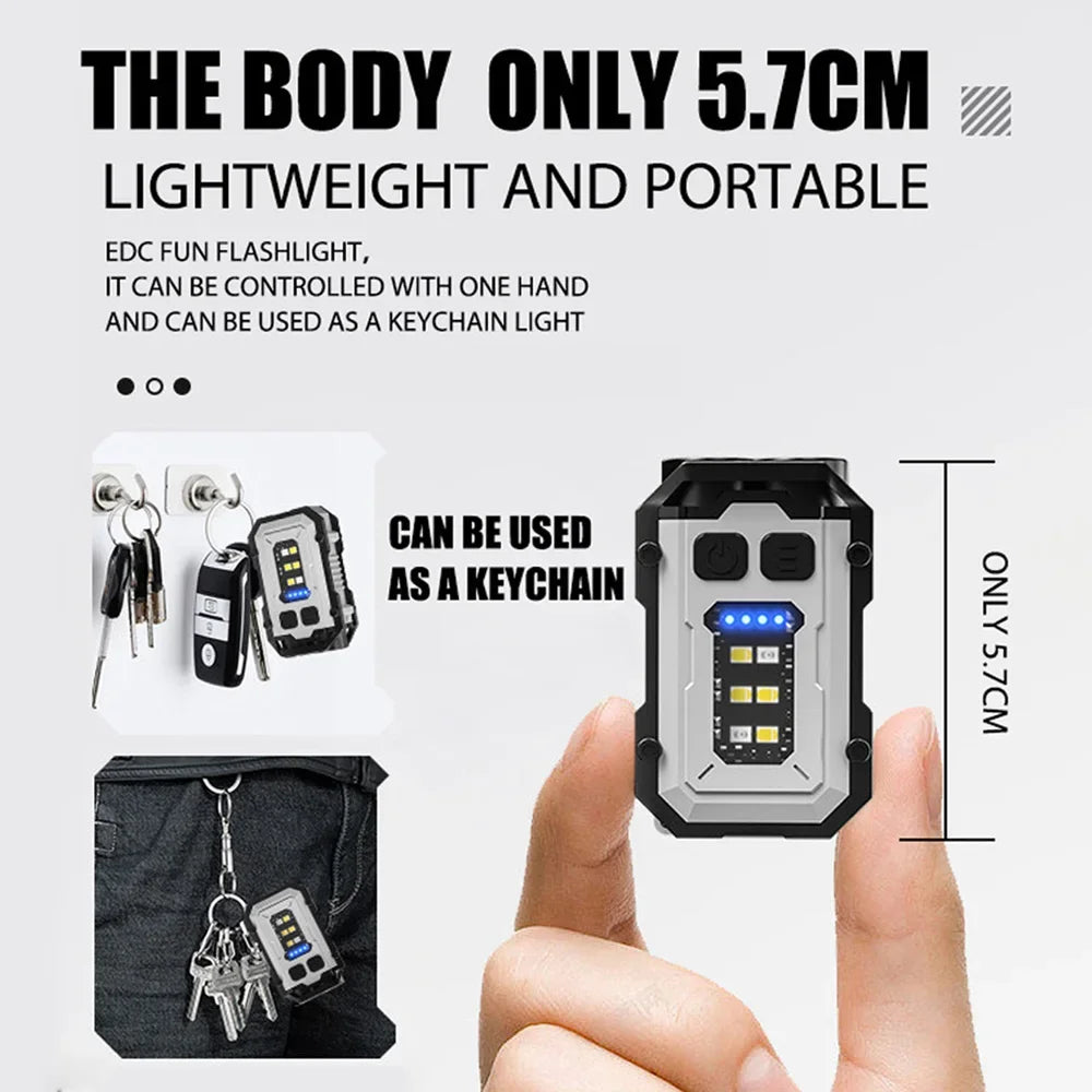 Super Bright Powerful Pocket Torch Light LED Multifunctional Linterna Magnetic COB LED EDC Mini Keychain Flashlight Rechargeable