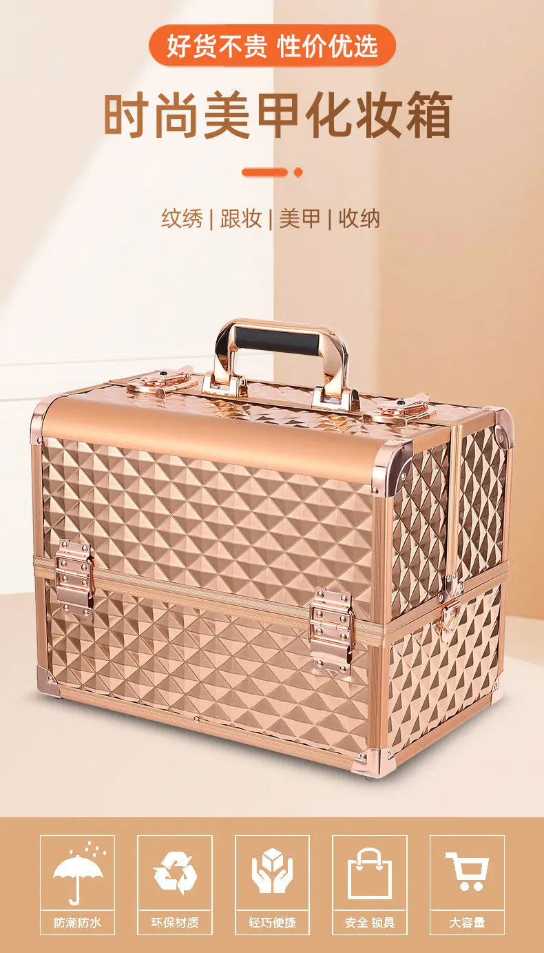 New Beauty Makeup Box Artist Professional Cosmetic Cases Make Up Tattoo Nail Multilayer Toolbox Storage Organizer Suitcase Bag