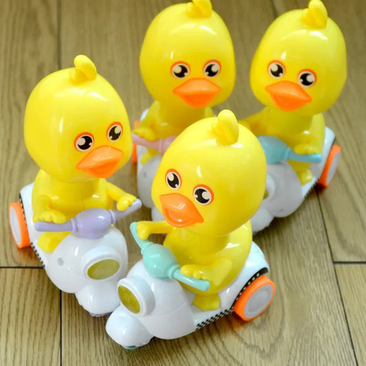 Cartoon Bicycle Clockwork Duck Toy Inertia Friction Car Press to Slide Pull Back Baby Toy Car Moveable Wind Up Toy for Kids Toys