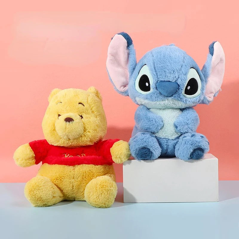 Kawaii Disney Sitting Position Winnie The Pooh Plush Toy Cute Stuffed Animals  Pooh Bear Stitch Doll Pillow Birthday Gift Girl