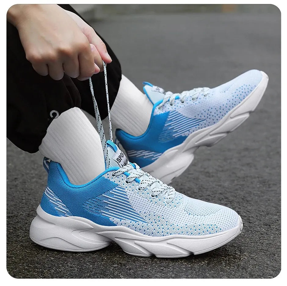 Athletic Running Shoes for Men Walking Jogging Fashion Sneakers Lightweight Breathable Flywoven Mesh Sport Shoe Lace Up