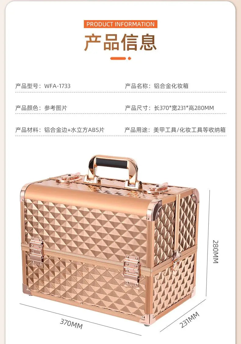 New Beauty Makeup Box Artist Professional Cosmetic Cases Make Up Tattoo Nail Multilayer Toolbox Storage Organizer Suitcase Bag