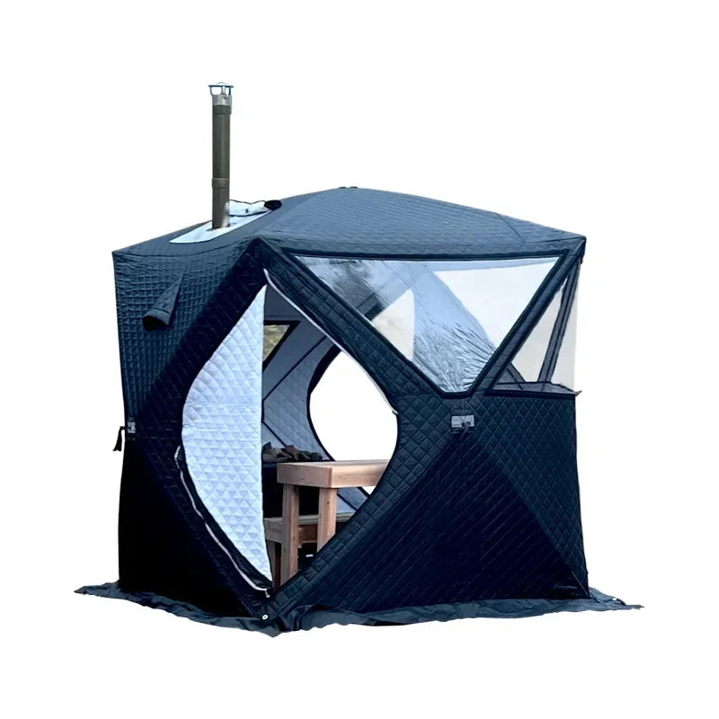 Outdoor  3-4 person 4 Season Camping Sauna Tent Thickened Automatic Winter Ice Fishing Tent Window/Chimney Hole Car Portable