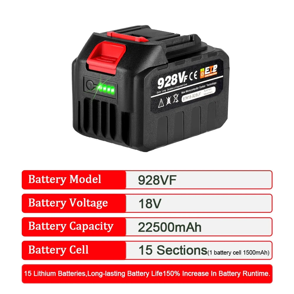 928VF 388VF Battery 22500mah 15000mah 7500mah Lithium Battery Rechargeable For Makita Battery Electric Chainsaw Power Tools