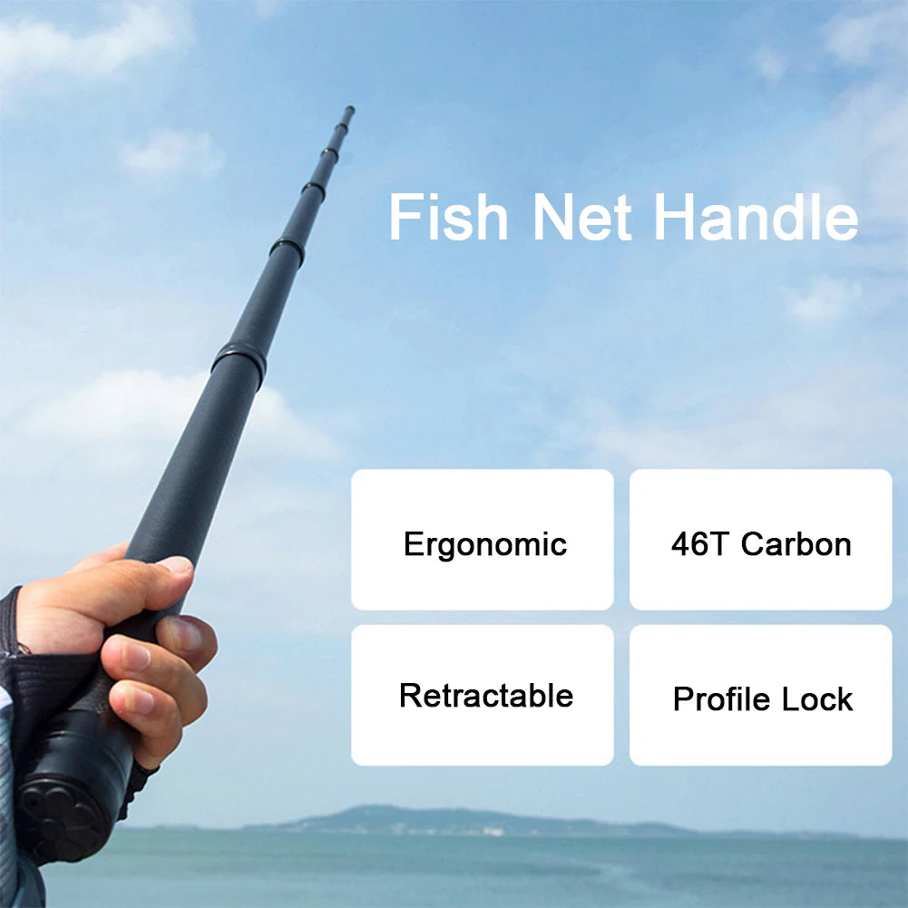 Carbon Fiber Telescoping Fishing Landing Net Rod Fish Handle Collapsible Pole Gear Fishing Accessory Hotselling