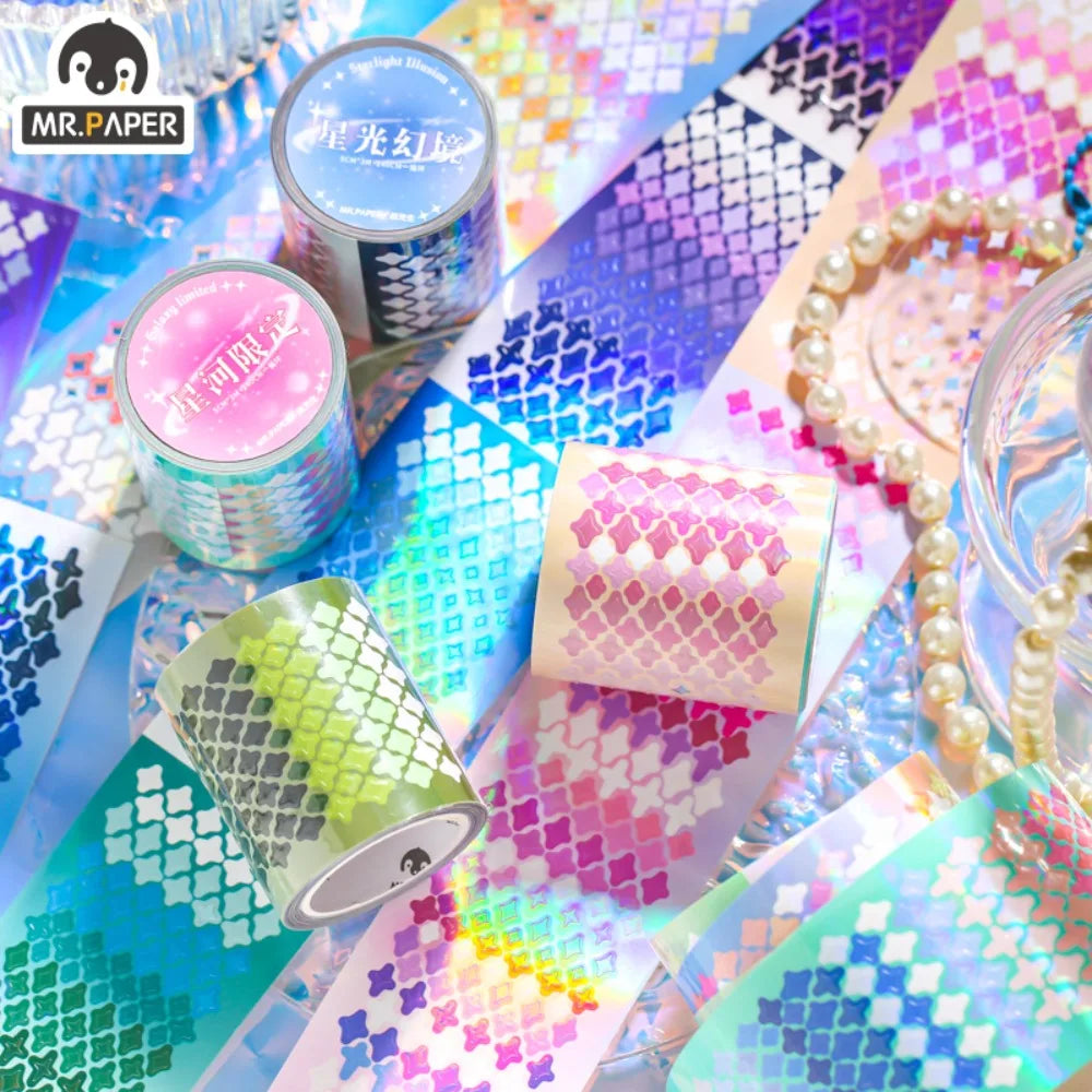 Mr. Paper Sparkling Star River Series Tape Korean Beauty DIY Handbook Decoration Collage Cute Stationary Supplies 2 Style