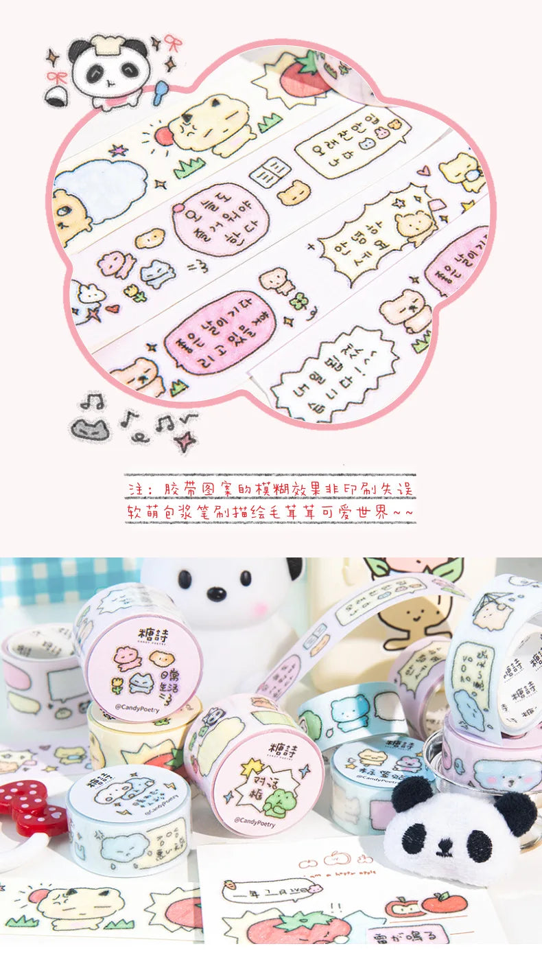 Cute Cartoon Washi Tape Flash Film Dialogue Hand Account Decorative Tape Collage Planner DIY Stationary Stickers