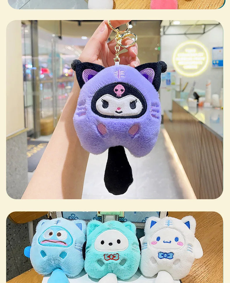 Sanrioed Plush Toys Cinnamoroll Kuromi My Melody Anime Cute Plushie Keychain Pendant Cartoon Stuffed Toy for Children Girls Gift