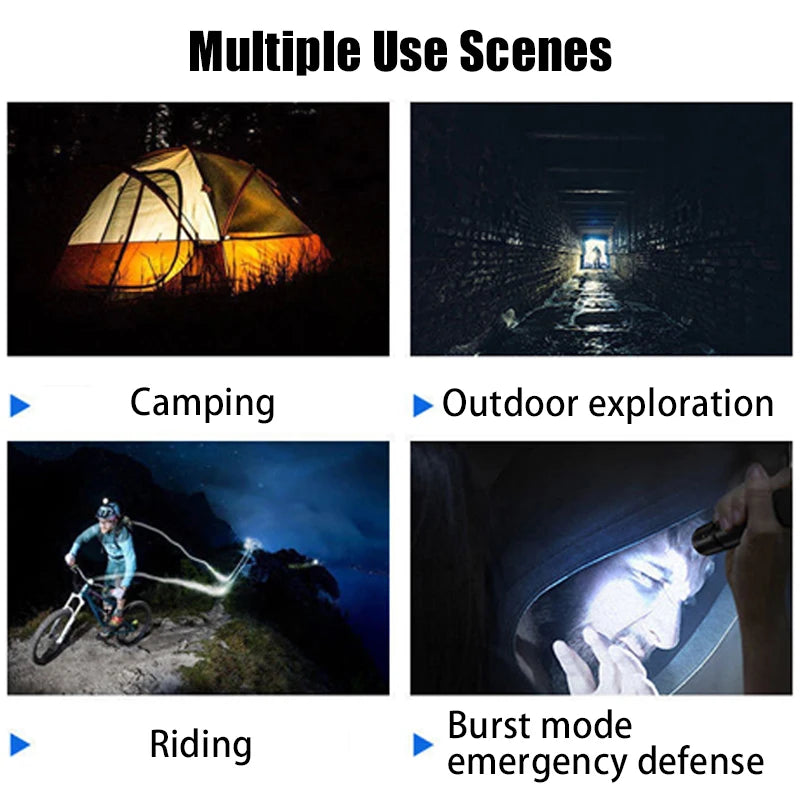 Mini UV Torch LED Rechargeable Flashlight Portable USB Charging Flashlight High Power Bank Camping Waterproof Long Range Lantern