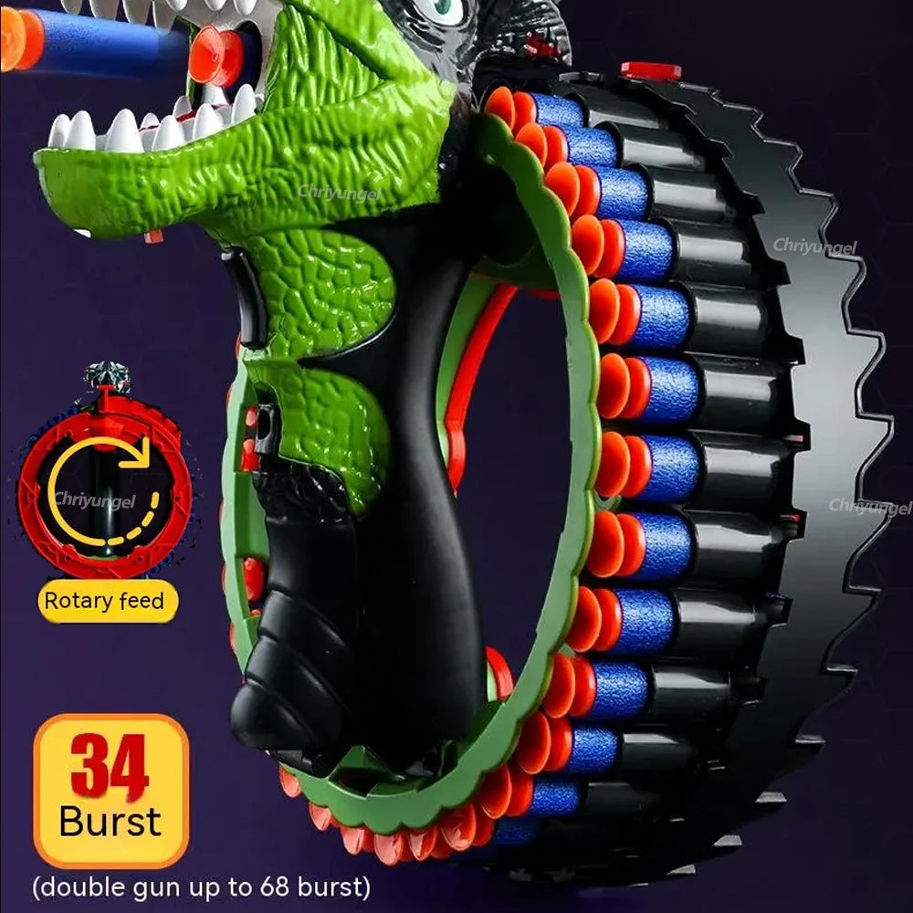 Soft Bullet Gun Toy Kids Spinning Dinosaur Wrist Gun Boys Toys Electric Burst Pistol Parent-child Blaster Shooting Game