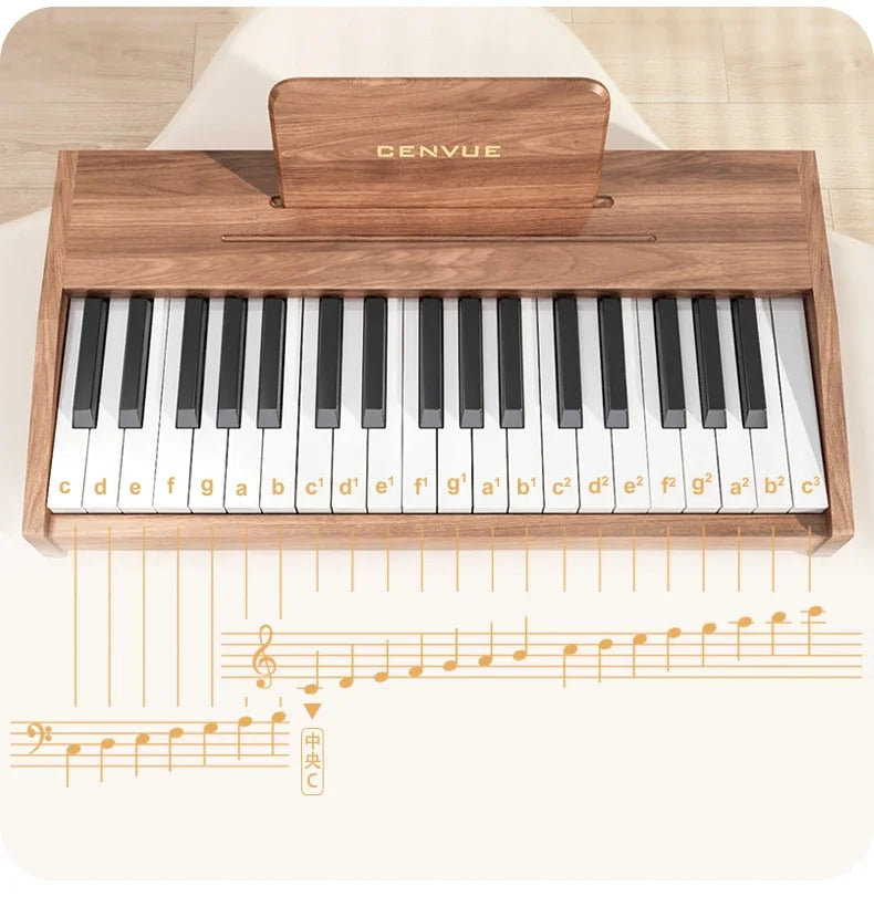 Wooden Children Little Piano Pattern Electronic Keyboard Beginner Baby Infant Boy Girl Baby Toy Gift