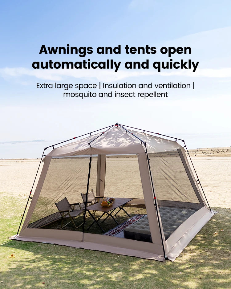 Sonuto Outdoor Canopy Tent Automatic Quick-Opening Aluminum Pole Camping Rainproof Beach Fishing Mosquito Net Sunshade Pergola