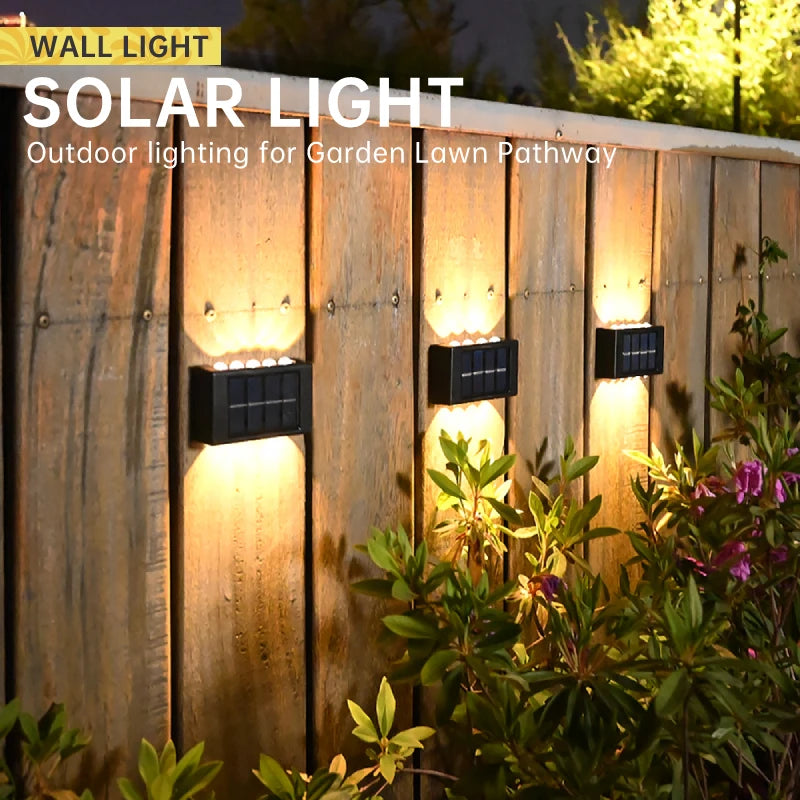 8/10/12/16LED Solar LED Light Waterproof Garden Decor Lamps For Balcony Yard Street Landscape Wall Light Outdoor Solar Lamp