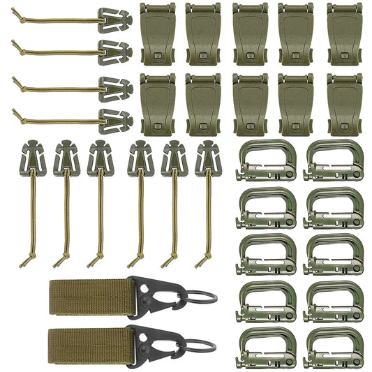 32/13PCS Molle Accessory Kit Outdoor Tactical Backpack Vest Waistband Locking Gear Mesh Support Elastic Buckle Hunting accessory