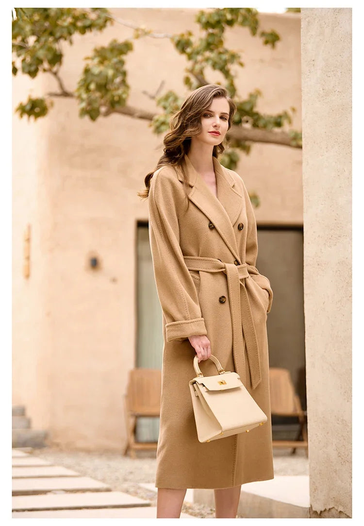 Women's Coat Double-sided 10% Cashmere 90% Wool Women's Long Coat Jacket, 2024 Winter New Long Cashmere Coat Women