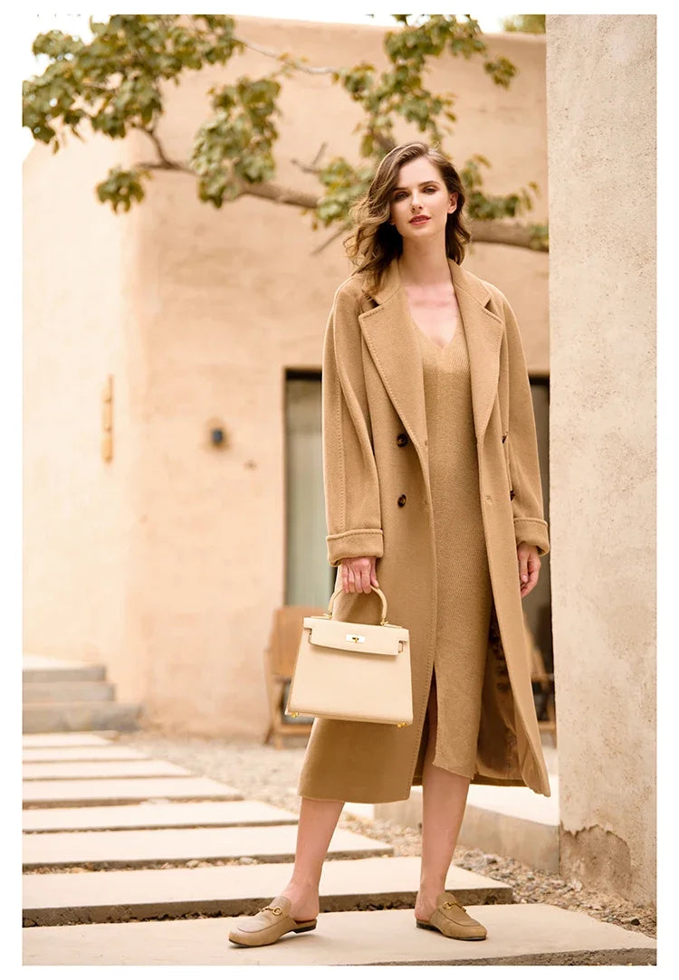 Women's Coat Double-sided 10% Cashmere 90% Wool Women's Long Coat Jacket, 2024 Winter New Long Cashmere Coat Women