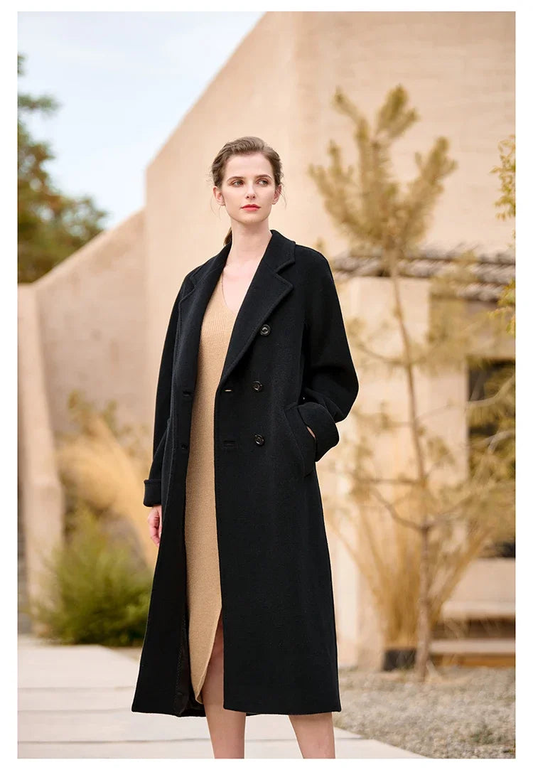 Women's Coat Double-sided 10% Cashmere 90% Wool Women's Long Coat Jacket, 2024 Winter New Long Cashmere Coat Women