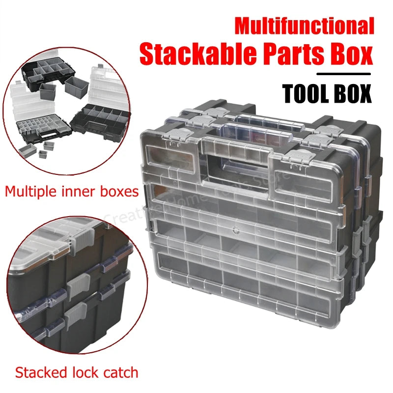 Stackable Tool Box Organizer Box Piece Container Garage Plastic Toolbox for Mechanic Workshop Suitcase Screw Storage Box