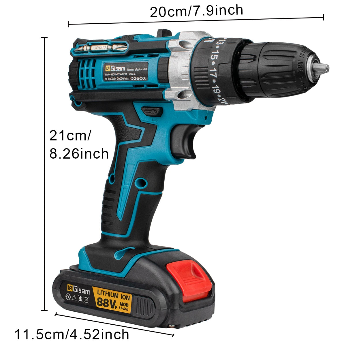 Gisam Cordless Drill Rechargeable Electric Screwdriver Electric Drill Mini Wireless Hand Drill Lithium-Ion Battery Power Tools