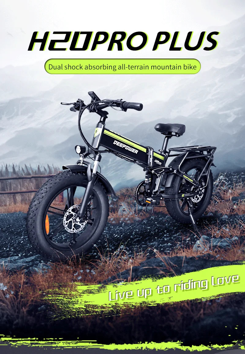 2000W 48V 25AH Electric Bike Folding Adult Mountain E Bike 20Inch Electric Bicycle Snow Electric Bicycle 4.0 Fat Tire E-bike