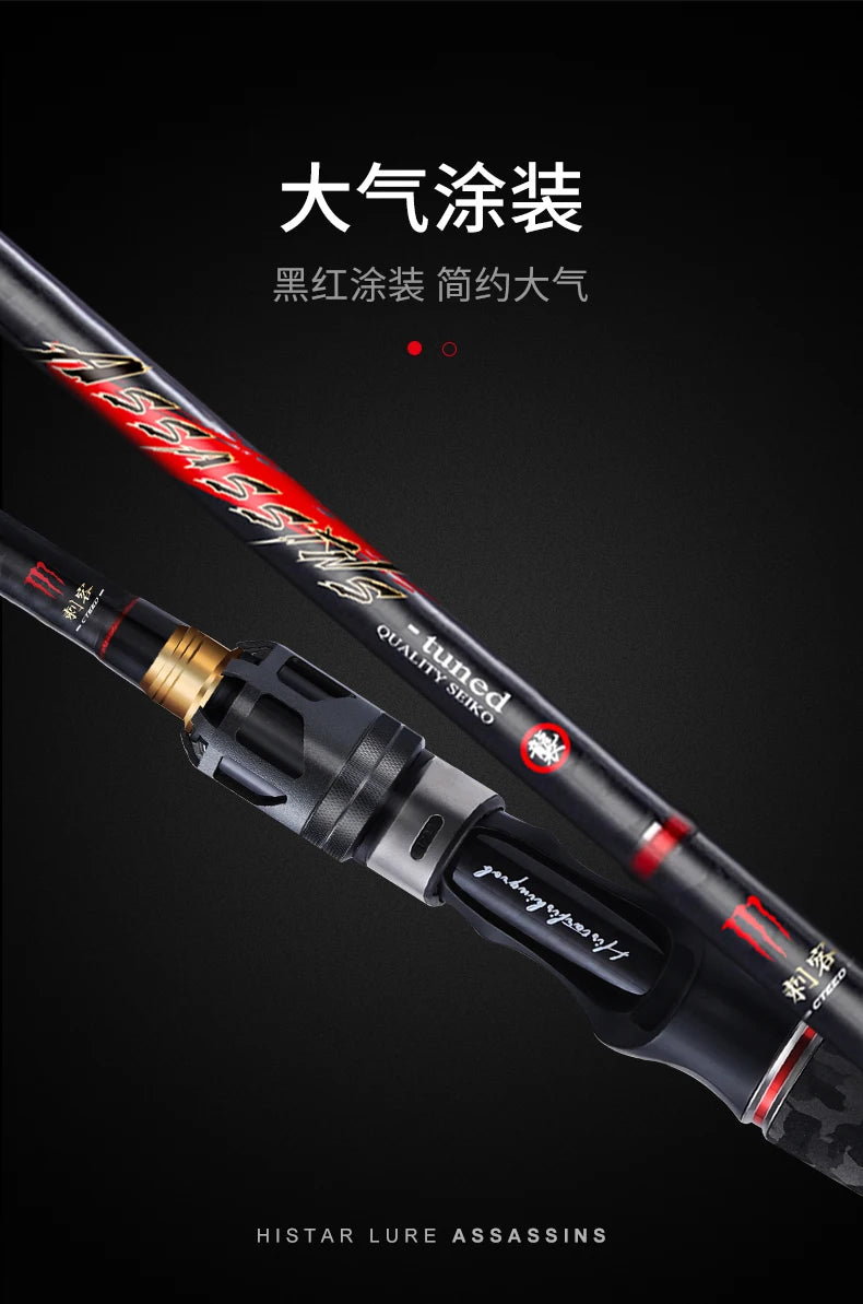 HISTAR Spinning Casting Carbon Fishing Rod 1.68M-2.44M Untra-Light Lure Rod 4 Sections Portable Travel Rods with Portable Bag