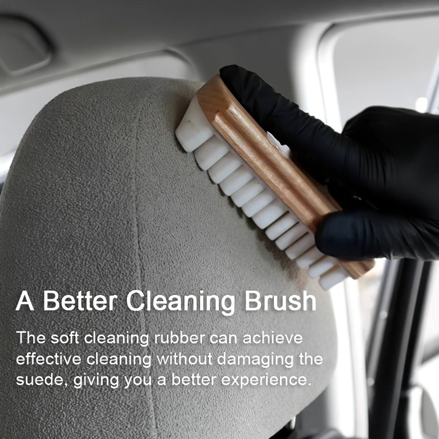 1PC Car Interior Parts Cleaning Brush Alcantara Suede Deerskin Plush Fabrics Beauty Care Brush Seat Detailling Auto Accessories