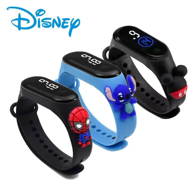 Disney Stitch LED Waterproof Kids Digital Watch Spiderman Hulk Children kawaii Watch Sports Touch Electronic Animation Kids Gift