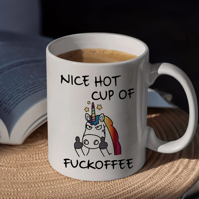 1pc 11oz Angry Unicorn Ceramic Coffee Mug Milk Tea Cup Insulated for Hot or Cold Beverages Portable Office Cup Drinkware Gift