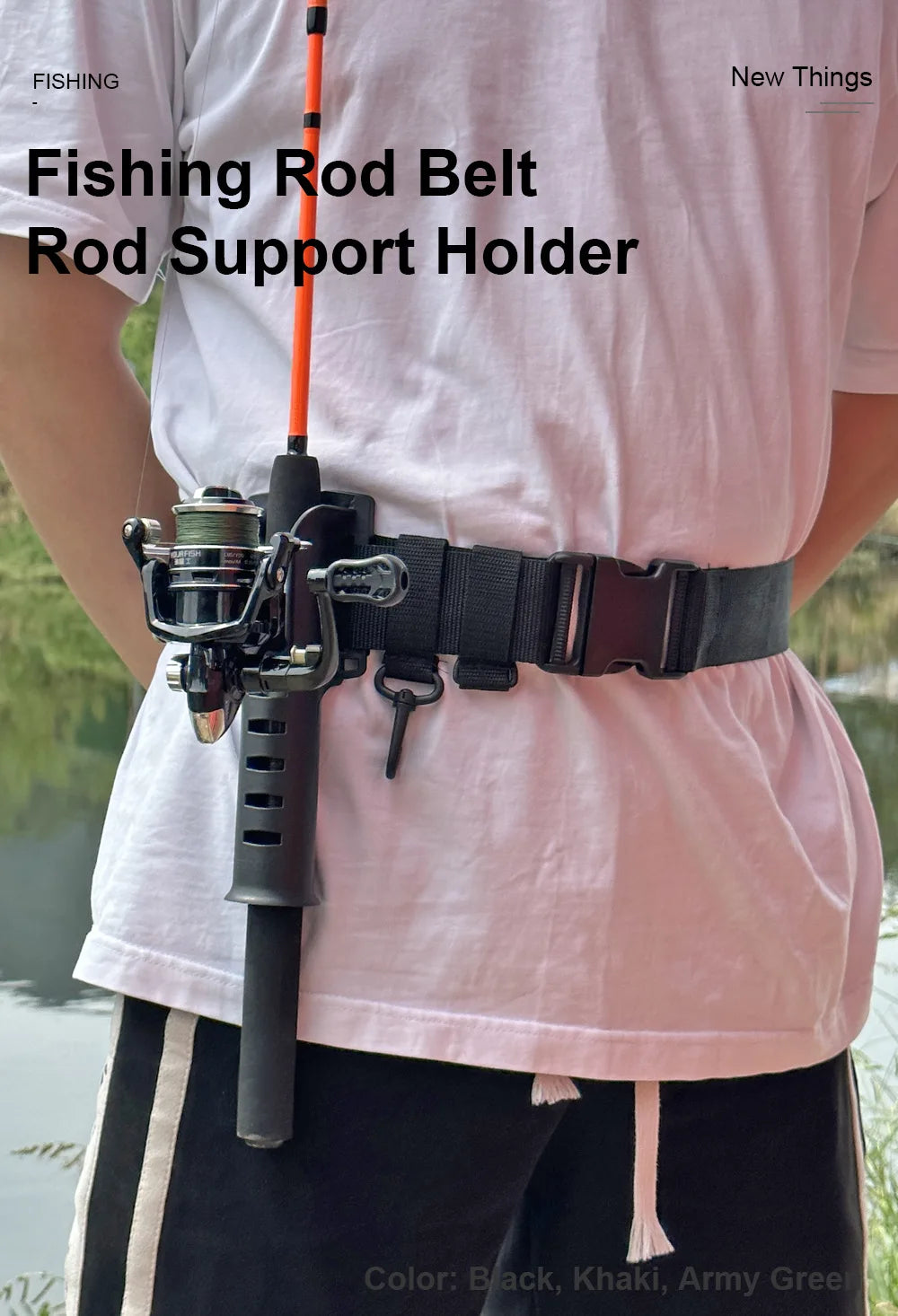 Portable rod holder fishing gear accessory with adjustable waist fishing rod insertion device fishing accessories tool outdoor